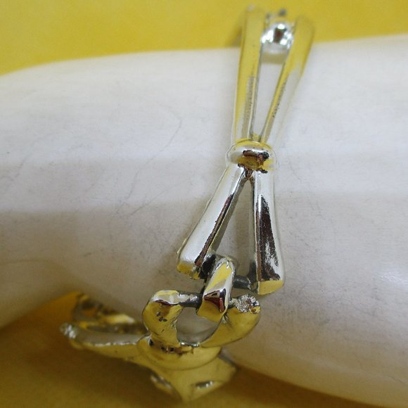 AB Rhinestone Silver Tone Bracelet Ornate Open Work Arora Borealis Rhinestone - Picture 6 of 11